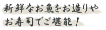 新鮮なお魚をお造りやお寿司でご堪能！